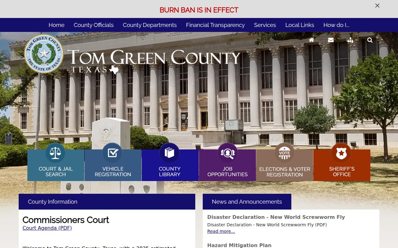 Tom Green County Official Website screenshot